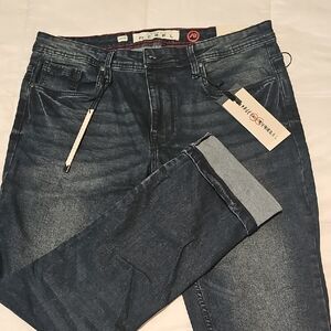 Rebels Blue Slim Jeans with Distressed Vintage Look